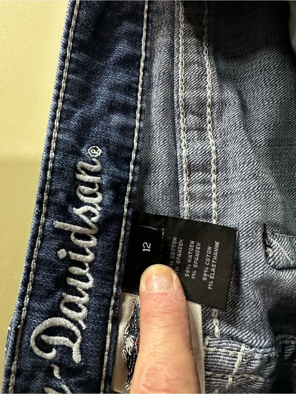 Harley-Davidson Blue Denim Wide Leg Jeans with Embroidered Wing. Very sexy! - Picture 7 of 9